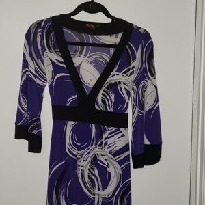 Purple and black bell sleeved dress